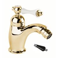 Смеситель Cezares Margot BSM1-03/24-N Для биде Золото(ручка чёрная) с д/к