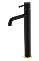 Смеситель для раковины высокий Boheme Uno 462-BG, черный матовый/золото