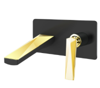 Смеситель для раковины встраиваемый в стену Boheme Venturo 385-B, черный/золото