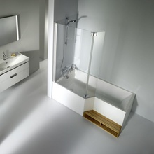 Фото акриловая ванна jacob delafon bain-douche neo левая 160*90 см, белая