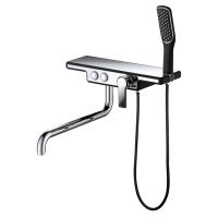 Смеситель D&K DA144 DA1443315 для ванны с длинным изливом черный/хром