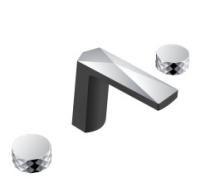 Смеситель для раковины на 3 отверстия Boheme Venturo 150-BCR-DIAMOND черный/хром, ручка DIAMOND