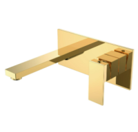 Смеситель для раковины встраиваемый в стену Boheme Qubic 475-G, золото