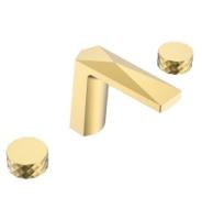 Смеситель для раковины на 3 отверстия Boheme Venturo 150-G-DIAMOND золото, ручка DIAMOND