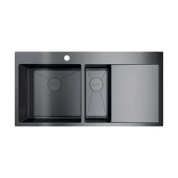 Кухонная мойка OMOIKIRI AKISAME 100-2-L 4973103, вороненая сталь