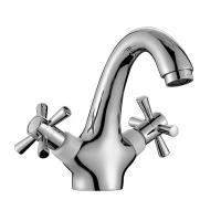 Смеситель Decoroom DR51011-White двуручный для умывальника монолитный, белый/хром