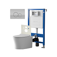 Сет: Инсталляция Point Элемент PN45120 + Клавиша Виктория  сатин/хром PN44061SC +Унитаз Вега PN41711