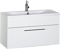 Тумба подвесная с раковиной De Aqua Кубика 90 белый