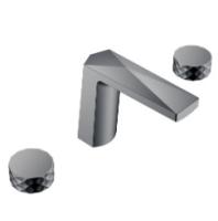 Смеситель для раковины на 3 отверстия Boheme Venturo 150-SGM-DIAMOND черный хром, ручка DIAMOND