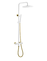 Душевая колонна Boheme Uno термостат 468-T-WG, белая матовая/золото