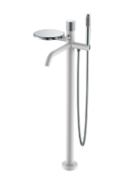 Смеситель для ванны напольный Boheme Stick 129-WCR.2, белый глянец/хром