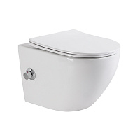 Унитаз подвесной безободковый с биде BelBagno UNO BB3105CHR-BS/SC белый, сиденье микролифт