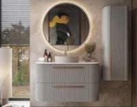 Тумба подвесная с столешницей и раковиной Creavit RAYAS 100 см, серый матовый