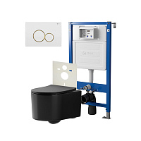 Сет: Инсталляция Point Элемент PN45120 + Клавиша Виктория бел/зол PN44061WG + Унитаз Веста чёрн мат