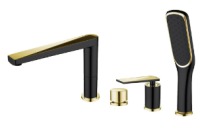 Смеситель на борт ванны Boheme VENTURO 380-B, черный/золото