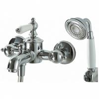 Смеситель Bravat Art F675109C-B Для ванны с душем  хром/белый