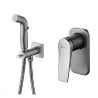 Смеситель Lemark Bronx LM3719GM с гигиеническим душем, встраиваемый, графит