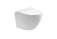 Унитаз подвесной безободковый AQUATEK ЕВРОПА AQ1900-00 490*360*320 мм, горизонтальный выпуск, тонкое сиденье с механизмом плавного закрывания, крепеж