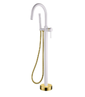 Смеситель для ванны напольный Boheme Uno 469-WG, белый матовый/золото