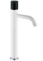 Смеситель для раковины высокий Boheme Stick122-W-MR-BLACK, белый глянец/черный мрамор