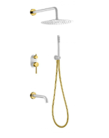 Душевая система с изливом Boheme Uno 464-2-WG, белая матовая/золото
