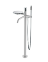 Смеситель для ванны напольный Boheme Stick 129-WCR, белый глянец/хром