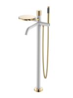 Смеситель для ванны напольный Boheme Stick 129-WG.2, белый глянец/золото