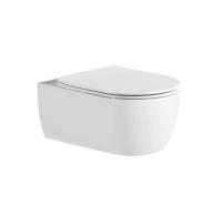 Унитаз подвесной безободковый AQUATEK ЕВРОПА AQ1106L-00 525*360*260 мм, горизонтальный выпуск, тонкое сиденье с механизмом плавного закрывания, крепеж