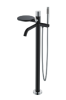 Смеситель для ванны напольный Boheme Stick 129-BCR, черный матовый/хром