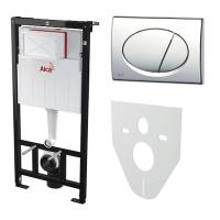 Инсталляция для подвесного унитаза AlcaPlast AM101/1120-4:1RS M71-001, клавиша хром