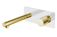Смеситель для раковины встраиваемый в стену Boheme Stick 125-WG.2, белый глянец/золото