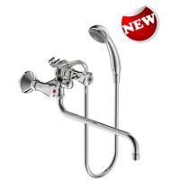 Смеситель Vidima Practic BA230AA для ванны двуручковый, без донного клапана, излив 320 мм, хром