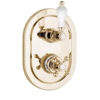 Смеситель с термостатом Cezares Venezia VENEZIA-VDIM2-T-03/24-Bi для душа встраиваемый золото 24 карат