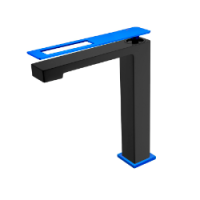 Смеситель для раковины высокий Boheme Q 142-BUW, черный/синий