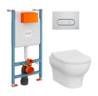Комплект инсталляции с унитазом Vitra Zentrum Round 9879B003-7200, клавиша смыва хром глянец Комплект инсталляции с унитазом Vitra Zentrum Round 9879B003-7200, клавиша смыва хром глянец