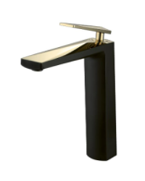Смеситель для раковины высокий Boheme VENTURO 382-B, черный/золото