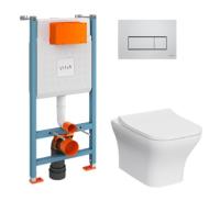 Комплект инсталляции с унитазом Vitra Zentrum Square 9875B003-7201, клавиша смыва хром глянец Комплект инсталляции с унитазом Vitra Zentrum Square 9875B003-7201, клавиша смыва хром глянец