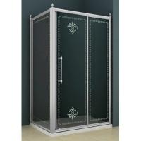 Душевой уголок Cezares Retro RETRO-AH-1-110/100-SCORREVOLE-CP-Cr 110x100 стекло прозрачное с матовым узором/хром