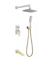 Душевая система с изливом Boheme Venturo 384-W-2, белый глянец/золото