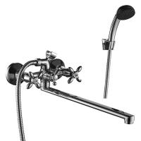 Смеситель Decoroom DR48043 двуручный универсальный с поворотным изливом 300мм, хром