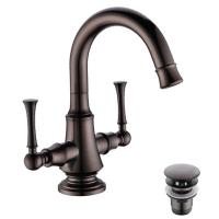 Смеситель Lemark Peretto LM6307RB для умывальника с поворотным изливом с донным клапаном, черн. кофе