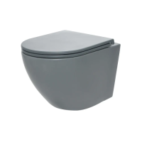 Унитаз подвесной безободковый AquaMe AQM2002MGR сиденье микролифт, серый матовый