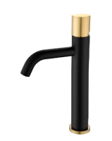 Смеситель для раковины высокий Boheme Stick 122-BG.2, черный матовый/золото