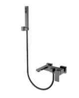 Смеситель для ванны Boheme Qubic 473-SGM, черный хром