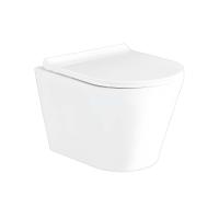 Унитаз подвесной безободковый AQUATEK АЛЬФА 520 x 370 x 330 мм, тонкое сиденье с механизмом плавного закрывания