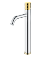 Смеситель для раковины высокий Boheme Stick 122-CRG, хром/золото