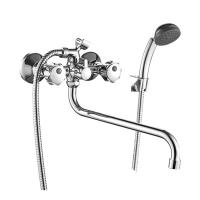 Смеситель Decoroom DR50045R двуручный универсальный с поворотным изливом 30см, хром Смеситель Decoroom DR50045R двуручный универсальный с поворотным изливом 30см, хром