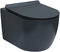 Унитаз подвесной безободковый Aquanet Rimless Cetus-GW BL-102N-WHT серый, сиденье микролифт