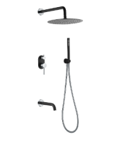 Душевая система с изливом Boheme Uno 464-2-BCR, черная матовая/хром