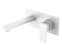 Смеситель для раковины встраиваемый в стену Boheme Qubic 475-MW, белый матовый